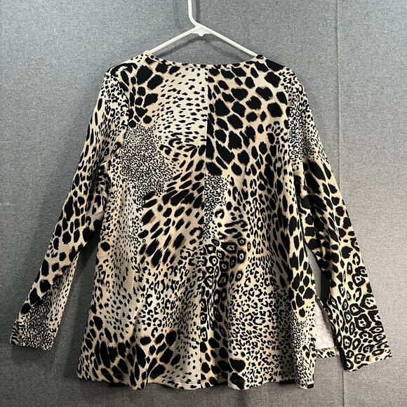 Attitudes by Renee Long Sleeve V-neck Tunic Textured Knit Leopard, Medium - Picture 2 of 9